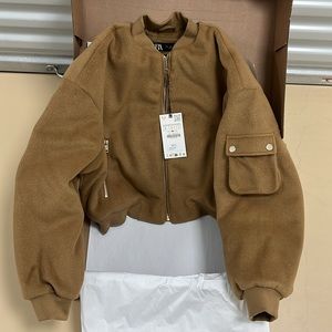 NWT Zara cropped bomber jacket size L